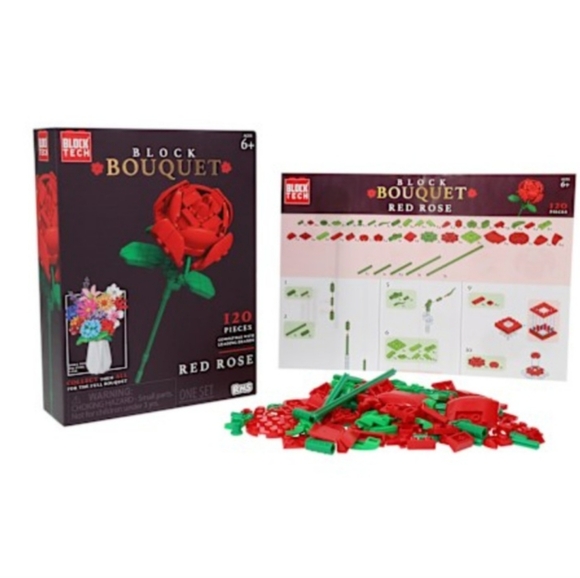 Red Rose Flower Building Blocks - Picture 4 of 5